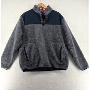 Men's Southern Proper Fleece Pullover‎ Size Large Gray American Flag